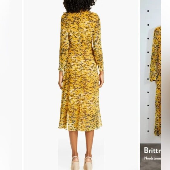 Whistles Ines Ikat Animal Print Long Sleeve Midi Dress Size 0 NWOT Autumncore - Picture 3 of 16